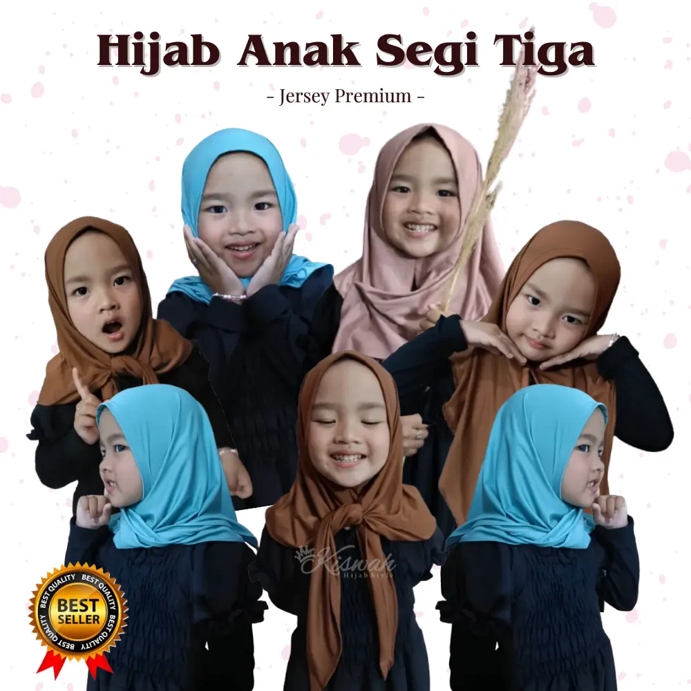 Kiswah - Hijab  SIRIA Segitiga Anak umur 3-6thn jersey premium G+A Instan Nyaman Muslim Variasi Kerudung Simple