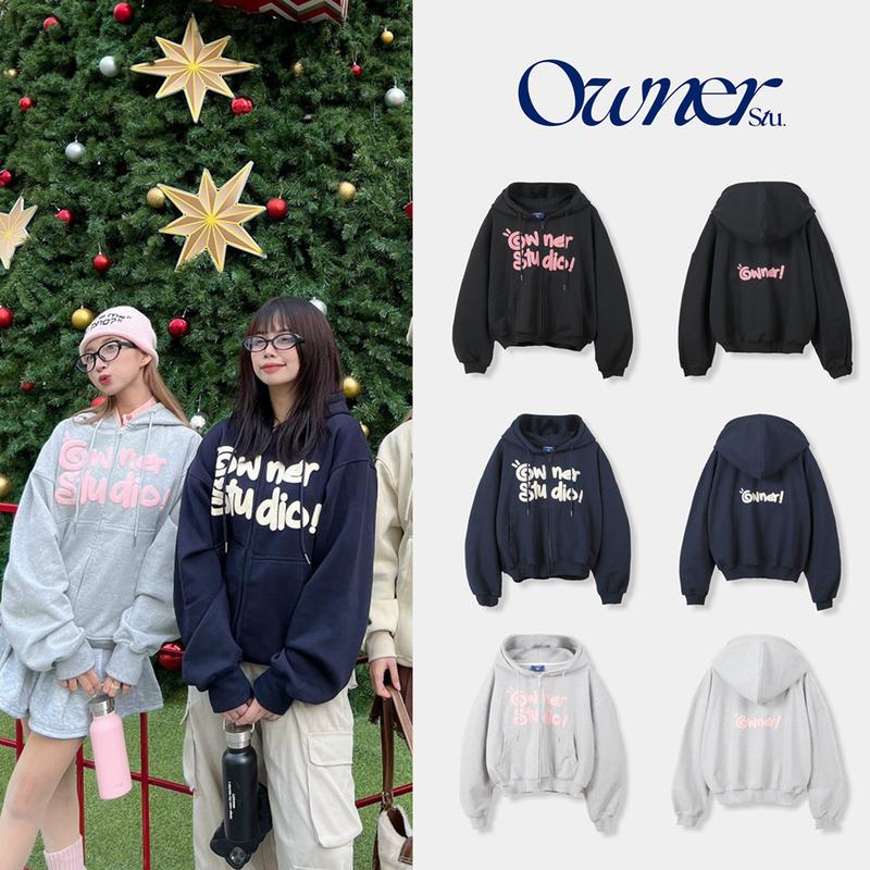 Áo khoác chân cua dày dây kéo khoá PUFF LOGO TRƯỚC - Hoodie zip Boxy FRONT LOGO UNISEX