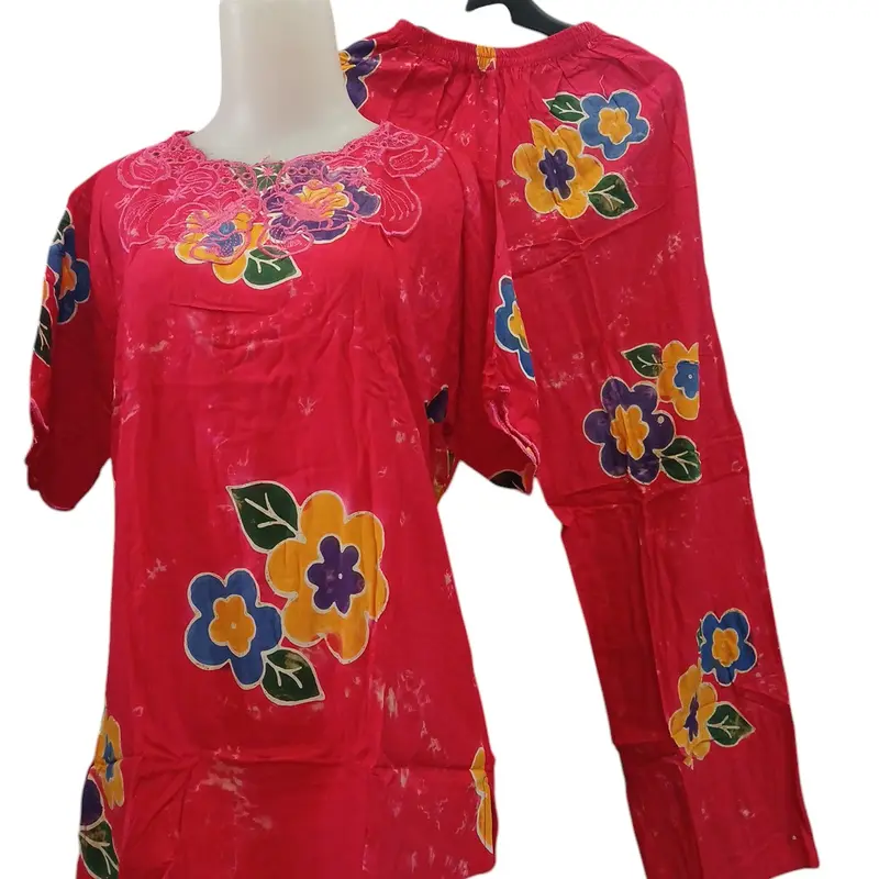 SETELAN BORDIR DEWASA WANITA STANDAR Baju Celana Panjang Katun Motif Remaja 5