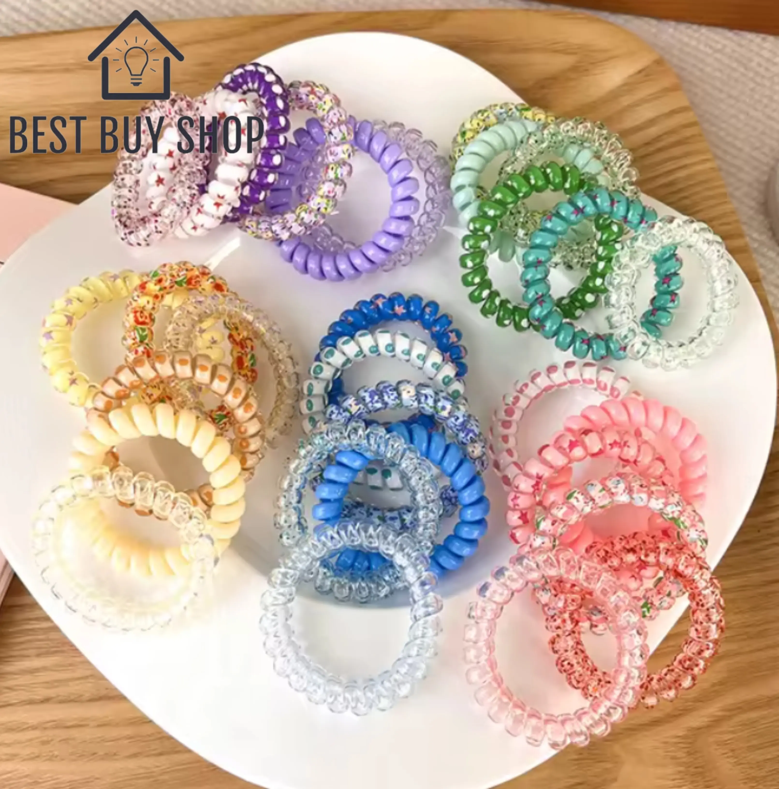 6Pcs/set Telephone Wire Hair Ties Women Girls Solid Color  display picture 1