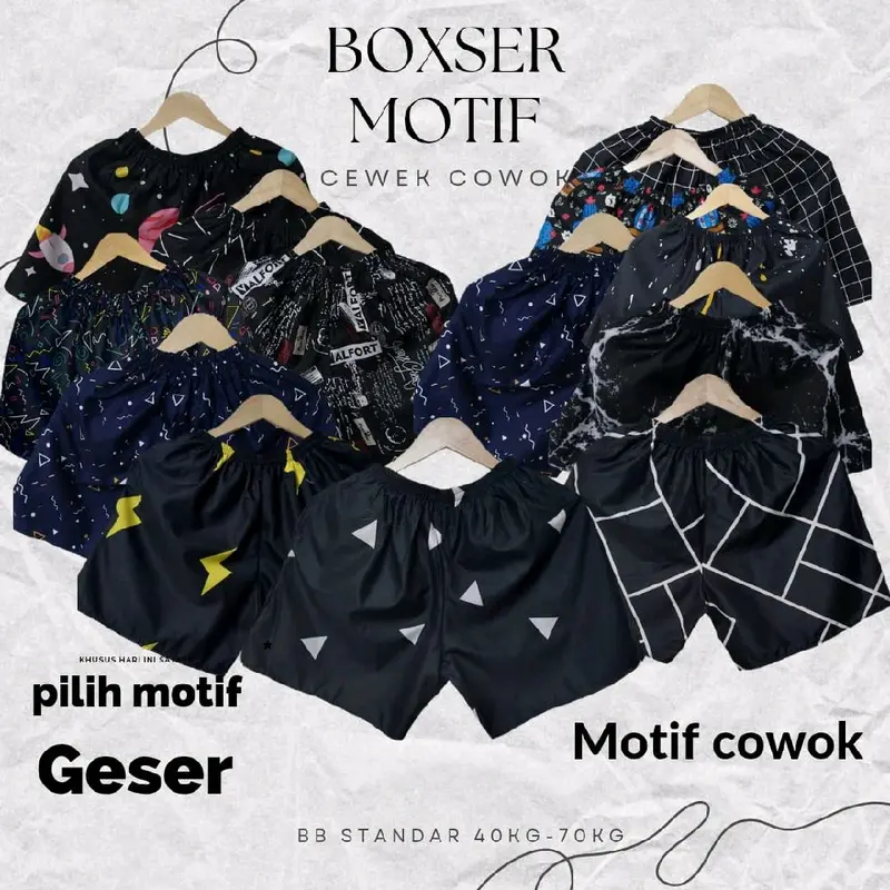 PAKET 4 PCS CELANA PENDEK REMAJA DEWASA BB 40-70KG BOXER MOTIF ALL SIZE BAHAN ADEM 3