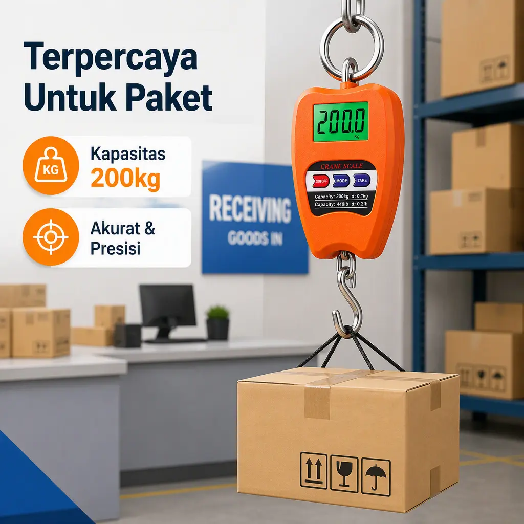 Timbangan Gantung Digital 200kg Crane Mini untuk Hewan Kambing Anak Sapi Koper Besi Buah dengan Baterai Gratis dan Akurasi Tinggi