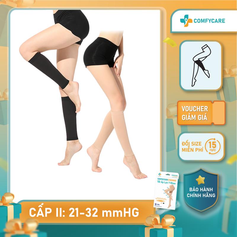  Tất Suy Giãn Tĩnh Mạch Ống Chân Không Bàn Cấp 2 - COMFYCARE - Hỗ Trợ Lưu Thông Máu Tạo Áp Lực Giảm Đau Nhức Chân 