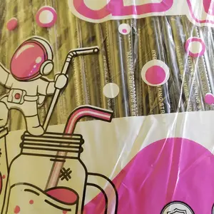 Sedotan Steril Hitam 6 mm x 20 cm Isi 500 Pcs Plastik Printing AstroStraw