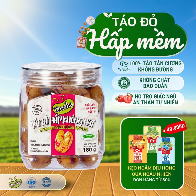   HÀNG LOẠI 1  Táo đỏ không hạt hấp mềm vị tự nhiên không đường hũ 180gr 