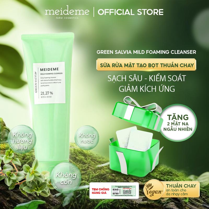 Sữa rửa mặt sạch sâu MEIDEME Green Salvia 180ml (Tặng 2 Mask Ngẫu Nhiên)