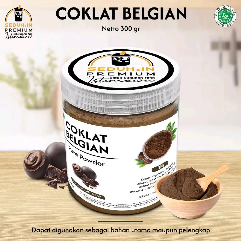 BUBUK MINUMAN PURE COKLAT BELGIAN 300GR TANPA GULA PREMIUM