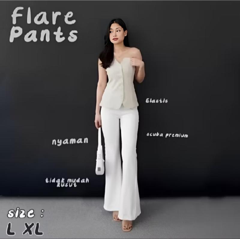 Product Introduction of [ Flare Pants ] Highwaist Pants - Celana Kulot Semi Cutbray Wanita Highwaist Flare Bawahan Panjang 18