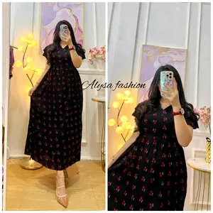 Amona Long Dress Cantik Model Terbaru Baju Bunga