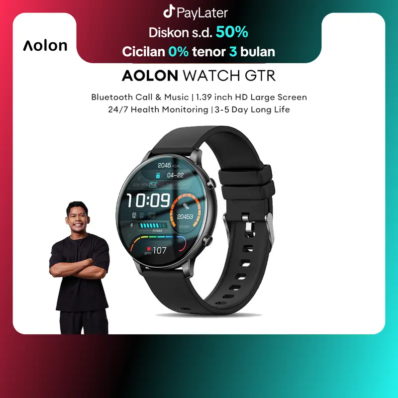 【IBEN EXCLUSIVE】Aolon GTR Original SmartWatch Bluetooth Call Jam Tangan  Pria Wanita Touch Screen Blue