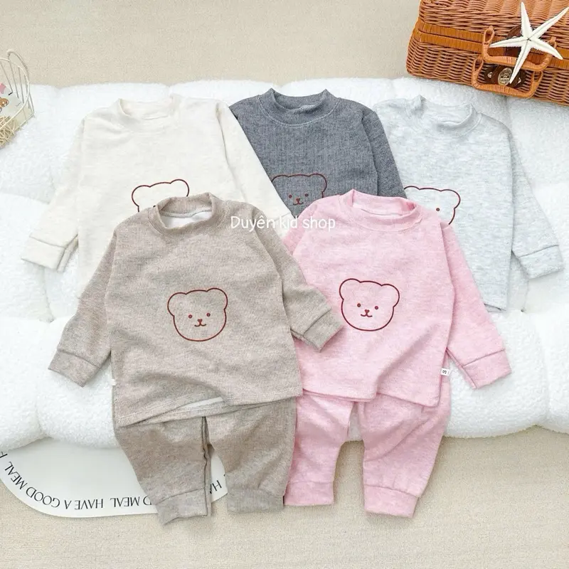 Bộ Dài Tay Chất Len Lông Thỏ Dày Dặn Giữ Ấm Thoải Mái Mặc Se Lạnh Thu Đông cho Bé Yêu - Dành cho bé cao dưới 1mét , bé dưới 4 tuổi