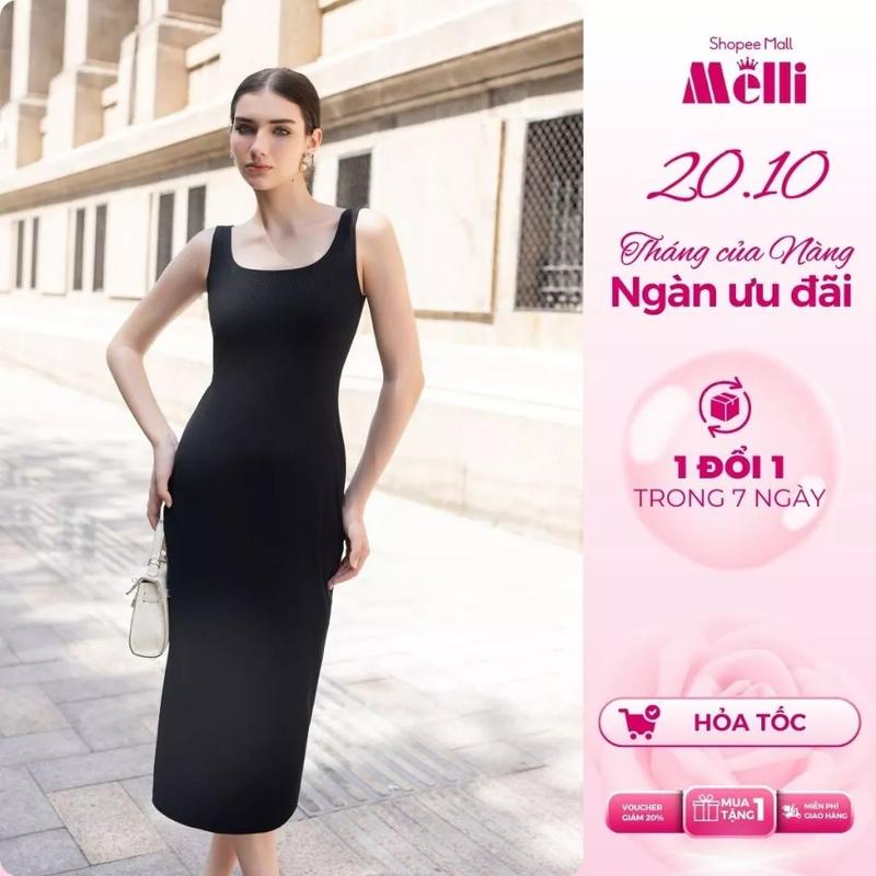 [ VL01 ] Váy 2 dây Body Dáng Dài Bản To Len Tăm Hàn Quốc Cao Cấp Co Giãn – Váy Ôm Body Quyến Rũ Không Nhăn