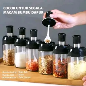 {5 Pcs} Botol Bumbu Dapur - Toples Bumbu Dapur - Tempat Bumbu Racikan Dapur 300ml Kitchenware