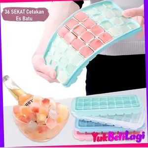 COD YBL 24 36 160 Sekat Cetakan Es Batu Cokelat Jelly Silicone Ice Cube Tray Mold Dengan Penutup Food Grade Anti Pecah Alat Cetak Coklat (BELI LOKAL) Cream Kitchenware
