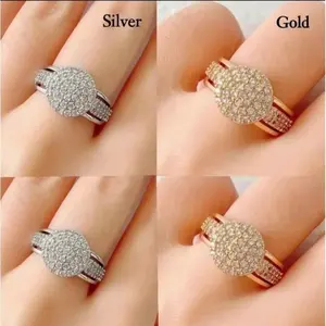 Cincin dubai wanita permata bulat besar elegant lapis emas Cincin dubai wanita permata bulat besar elegant lapis emas