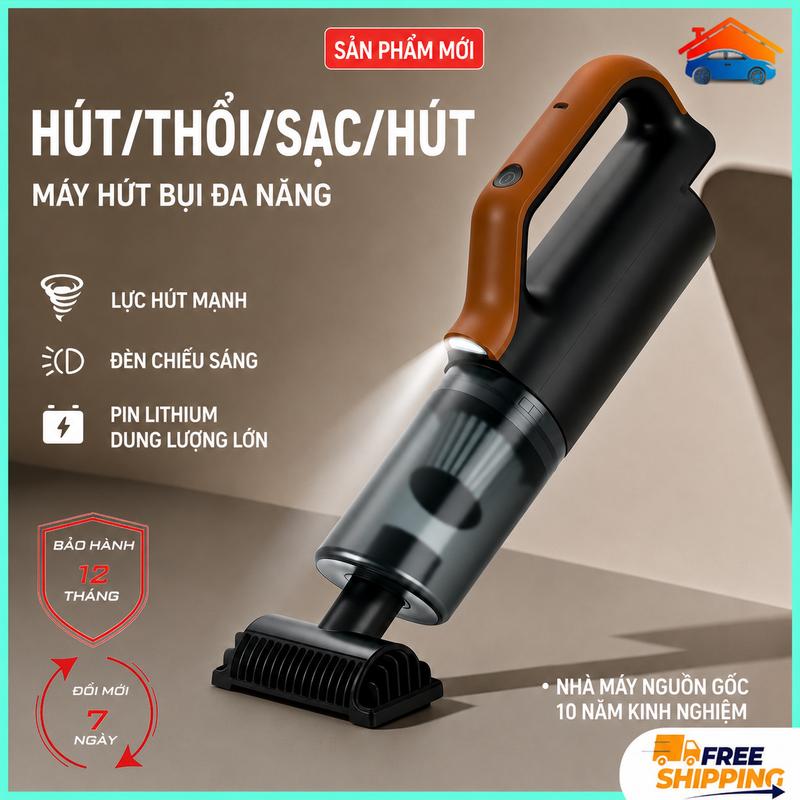 Máy hút bụi không dây đa năng 3in1 hút, thổi, lực hút mạnh, đèn chiếu sáng, pin…