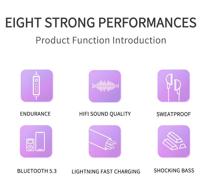 Product Introduction of H6 Digital Display Bluetooth Wireless Hanging Neck Pluggable Sports Running Sweat-proof Waterproof Headphone 40