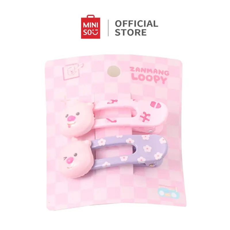 Miniso x ZANMANG Loopy Collection Hair Clips Checkered Jepit Rambut 2pcs Dekorasi Rambut Yang Lucu Cocok Untuk Orang Dewasa dan Anak-anak Aksesoris 5