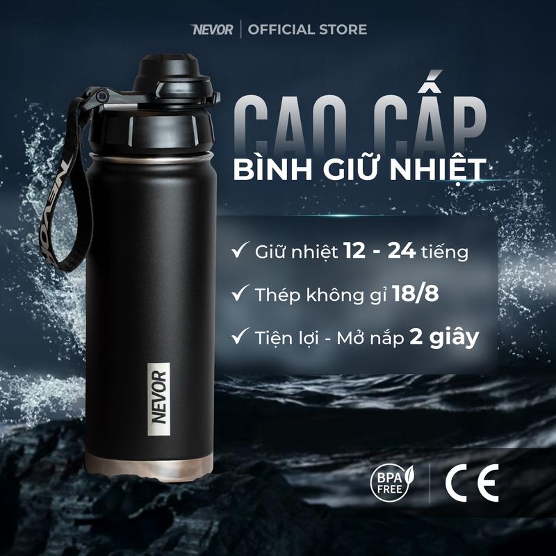NEVOR Bình Giữ Nhiệt Nevor Cao Cấp BGN01 532ml Công Nghệ Một Điểm Chạm Giữ Lạnh 24H & Giữ Nóng 12H Thép Không Gỉ Không Rò Rỉ