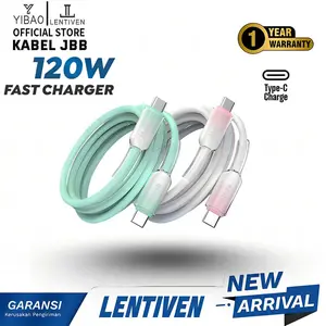 YIBAO LENTIVEN Kabel Data 120W Type C to Type C Fast Charging Cable Data untuk iPhone iOS USB Android Kabel JBB Garansi 1 Tahun