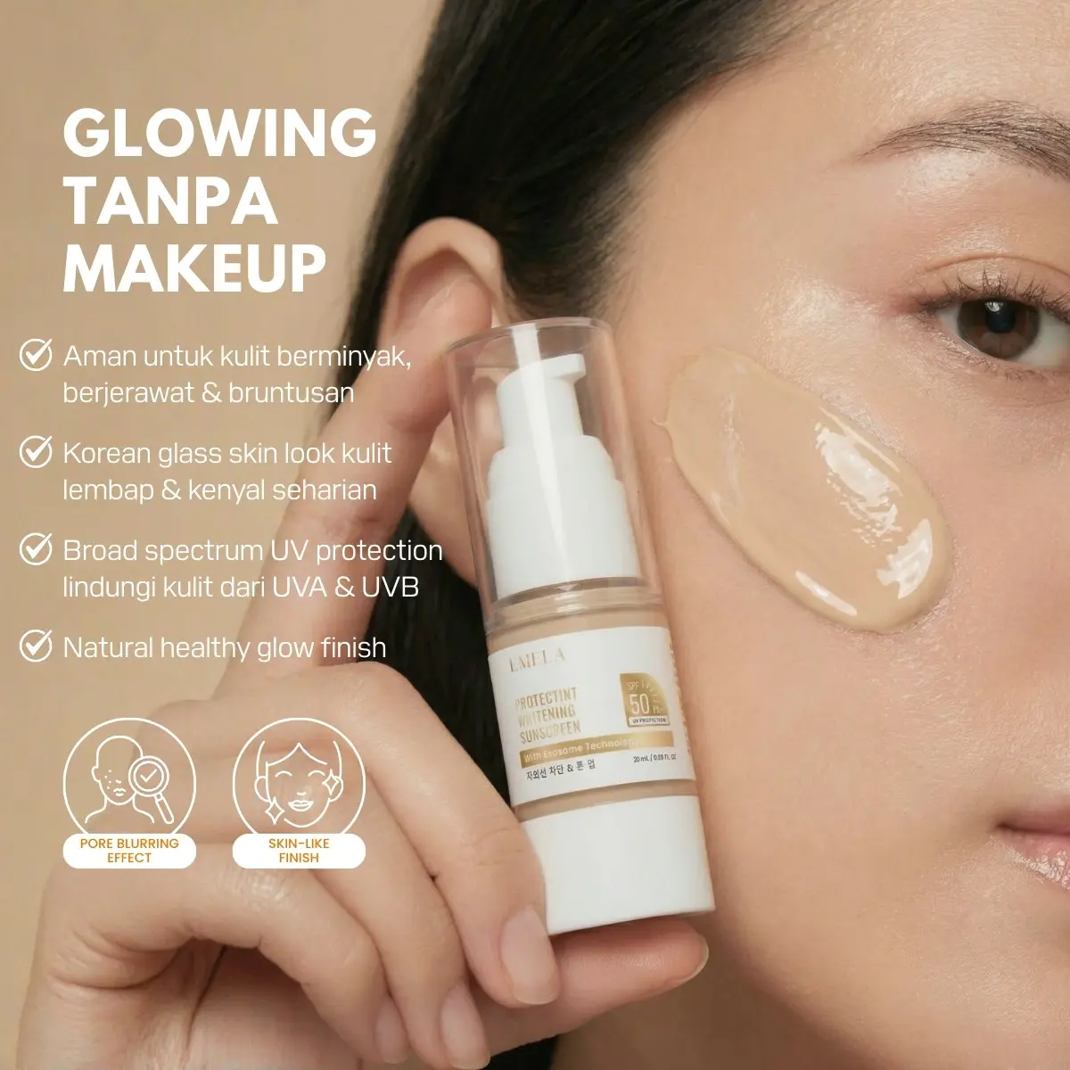 EMELA Protectint Whitening Tinted Sunscreen SPF 50 PA++++ BPOM HALAL 3in1 Hybrid Sunscreen UV Protection, Skincare, Makeup Atasi Kusam Flek Hitam Warna Kulit Tidak Merata