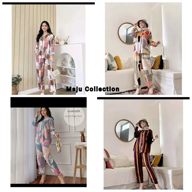 BAJU ONE WAN ON SET DAILY OOTD PAJAMAS PIYAMA PAKAIAN TIDUR CELANA SETELAN SETCEL TIE DYE 1 SATU KEMEJA BAHAN RAYON TERBARU VIRAL 0