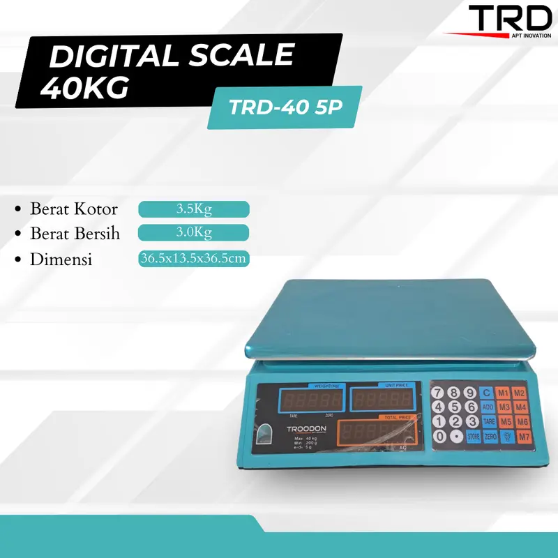 Timbangan TROODON Duduk Digital Tatakan Stainless 40 KG Cocok Untuk Usaha Buah loundry Timbangan Dapur(HIGH QUALITY) / TROODON Japan Technology Timbangan Kiloan Duduk Digital 40 KG 0