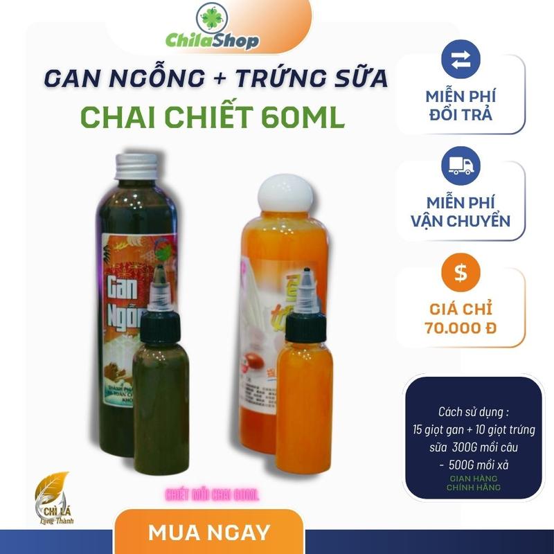 Combo Gan Ngỗng TH2 + Trứng Sữa Chai 60ml ( Chuyên Câu Cá Rô Phi tổng Hợp )
