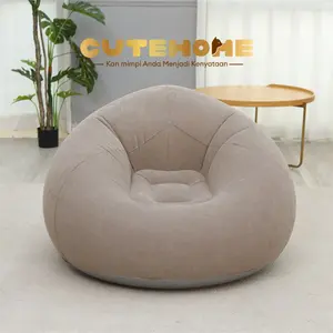 Bean Bag Dewasa Single Sofa Minimalis 110x110x85cm Coklat Tahan Air Pompa Gratis Kuat & Tahan Lama Desain Elegan