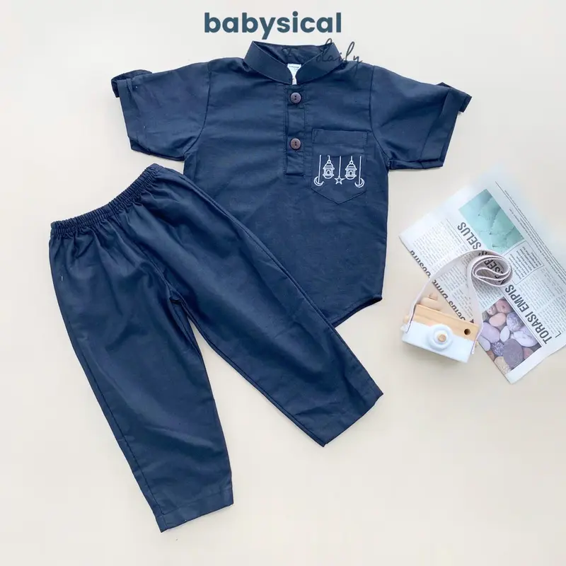 BABYSICAL 1-7 Tahun KOKO SERIES For Raya Collection - Baju Anak Setelan Koko Stelan Koko Premium Bordir Brown 3