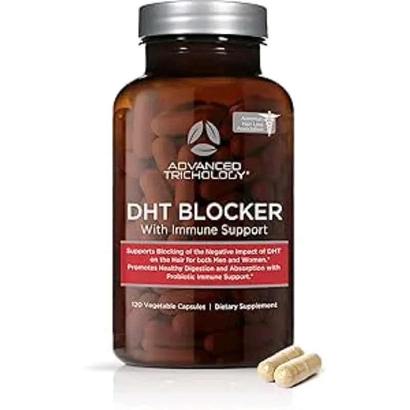 Dht Blocker With Immune Support - Hair Loss Supplements, High Potency Saw Palmetto, Green Tea & Probiotics, Gluten-Free, Vegetarian - 120-Count Bottle