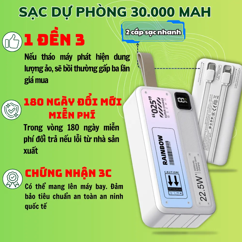 Sạc Dự Phòng Chính Hãng Xooxi Dung Lượng Lớn 20.000 mAh Chứng Nhận 3C Mang Lên Máy Bay Sạc Nhanh 22.5W Hai Đầu TypeC và Lighling Hiển Thị Thông Minh