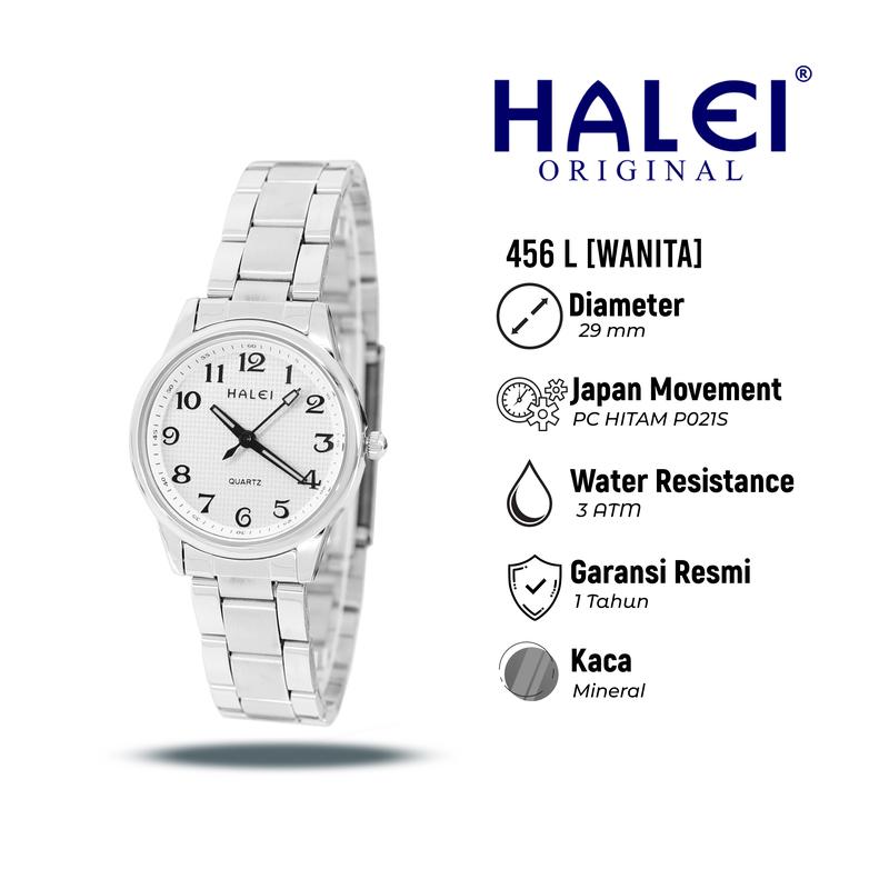 Product Introduction of Halei Watch 456 L - Jam Tangan Wanita Rantai Stainless Steel Analog Kekinian - Tahan Air dan Garansi 1 Tahun. Free box 6