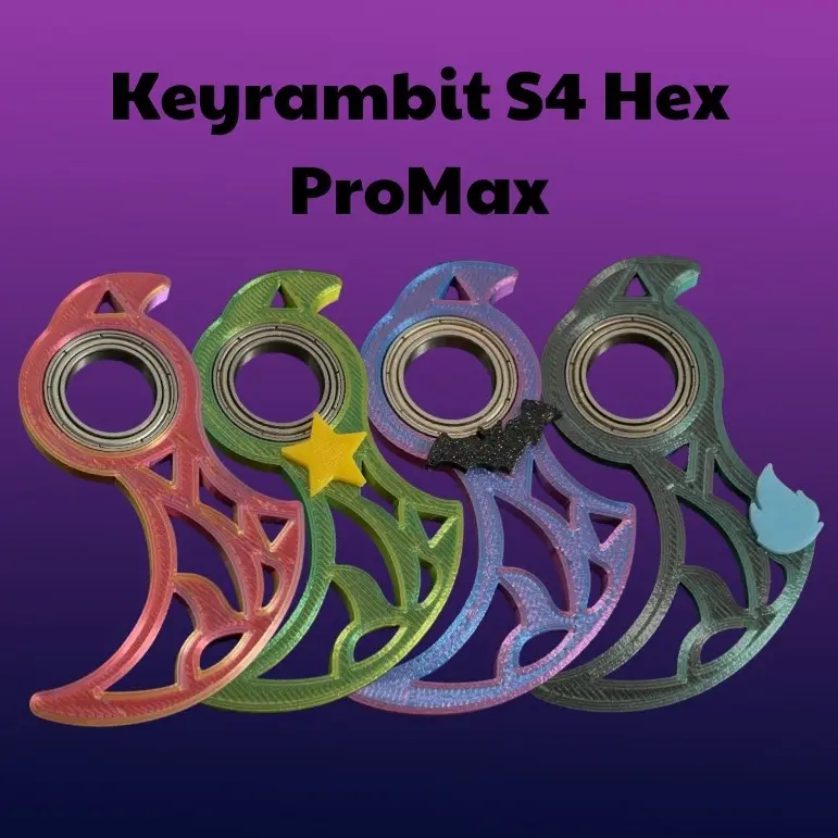 Keyrambit S4 Hex ProMax - Móc Khoá Xoay Tích Hợp Vòng Bi Giúp Giảm Stress - Có Thể Gắn Charm - Tặng Kèm Charm Ngẫu Nhiên