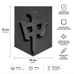 Patch Back pocket MAHYONG - Aksesoris Fading untuk Kantong Belakang Celana Denim High Density Foam 12x10 Cm