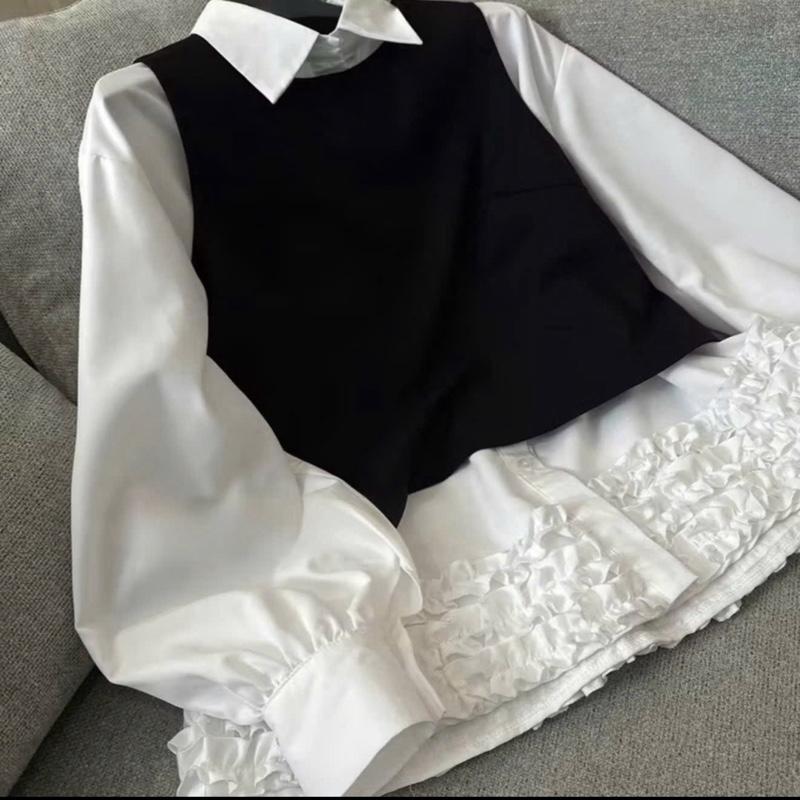  SƠ MI BIGSIZE  50-100kg  áo ghi lê rời có thể tách phối sơ mi bèo xinh cho nữ chubby q500 a863  Phối bộ 