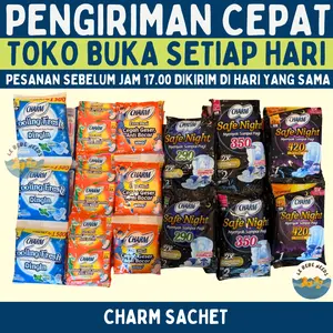 Charm Pembalut Wanita Sachet - Kemasan Satuan - Extra Maxi 23cm - Cooling Fresh 23cm - Safe Night 29cm 35cm 42cm
