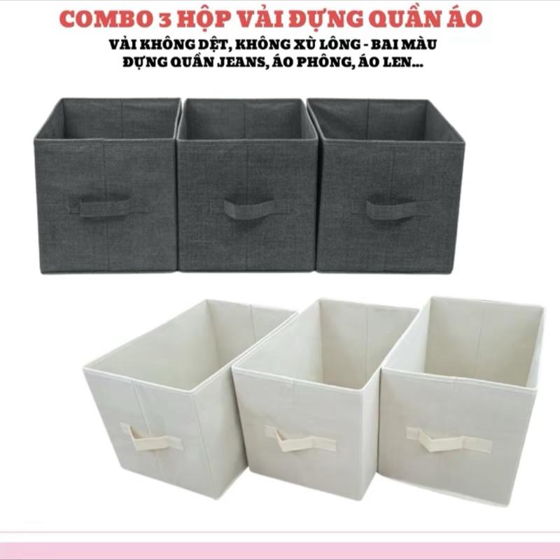 COMBO 3 Hộp Vải Đựng Đồ Đa Năng Hàng Cao Cấp VNXK - Thùng Đựng Quần Áo Gấp Gọn…