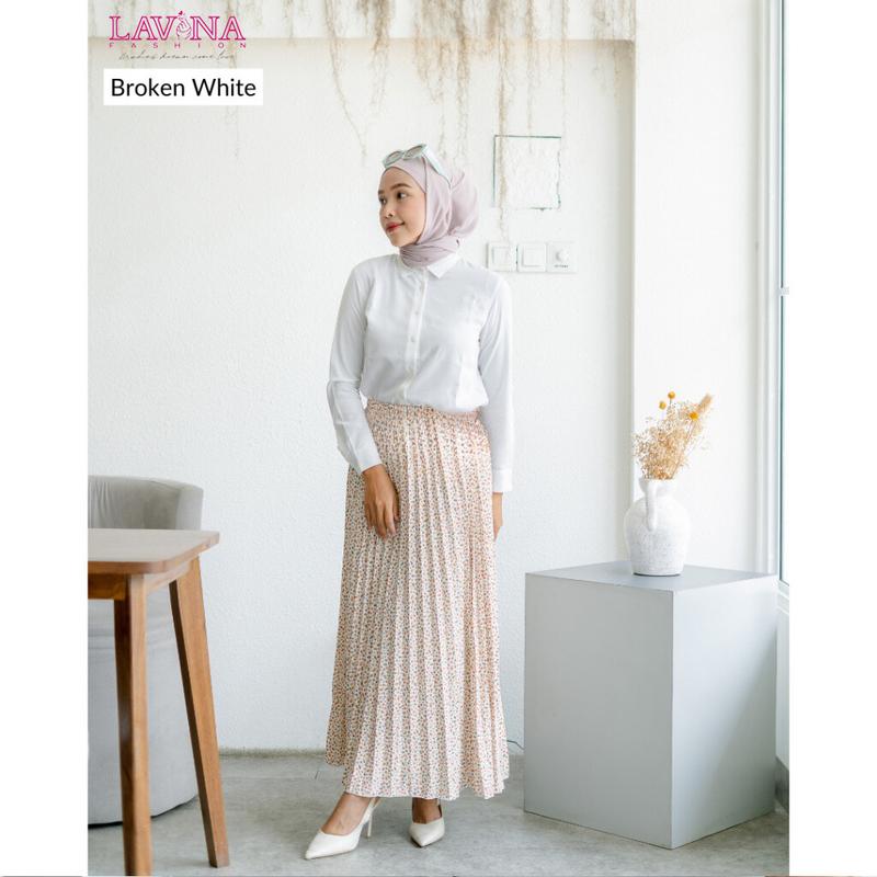 Lavina VB136 | Floria Skirt Rok Plisket Bunga Wanita Maxi Korean Style Bahan Hyget Premium 4