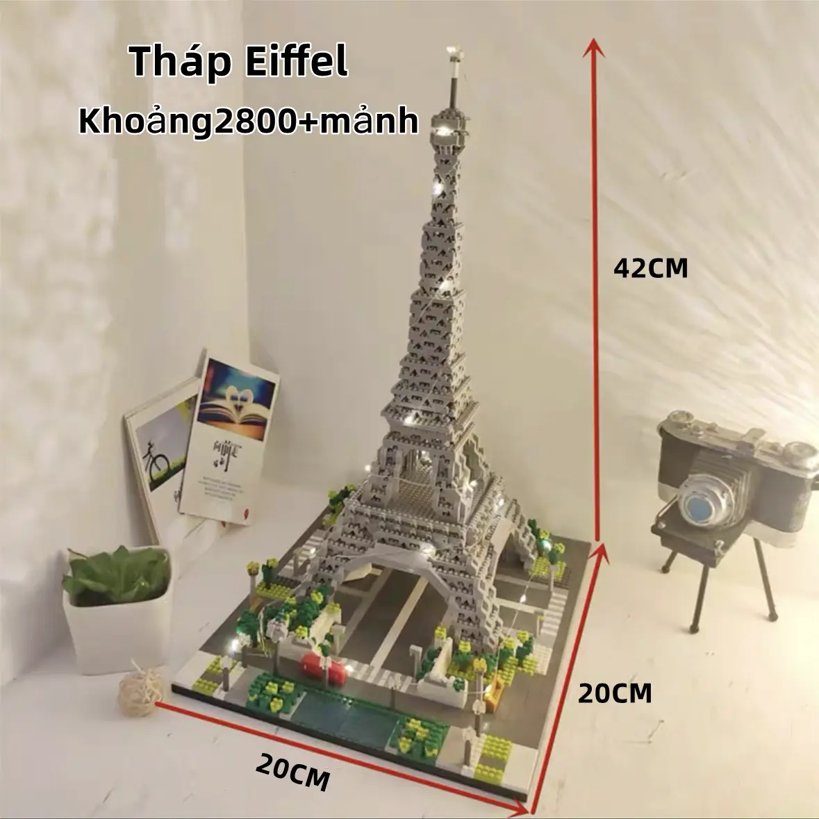 【Tặng búa + đèn】Mô hình lắp ráp Tháp eiffel Mô hình kiến trúc Mô hình đồ chơi lắp ráp logo Bộ đồ chơi xếp hình