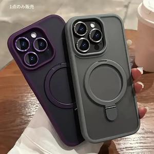 高級磁気スタンドアーマー 耐衝撃 充電機能付きiPhone 11/12/13/14/15/16/17 Pro Max用カメラレンズ保護ケース