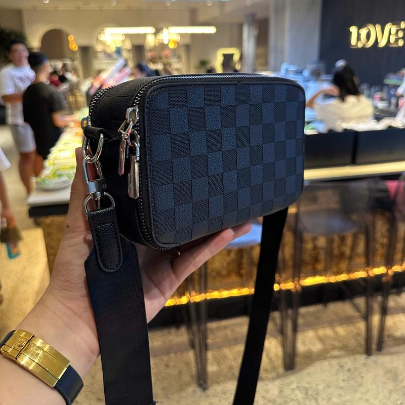 Túi Đeo Chéo Nam Nữ kẻ Ô Vuông Kiểu Dáng Unisex Hoàn Thiện Thủ Công nhiều ngăn sang trọng đẳng cấp tặng khăn đa năng vệ sinh