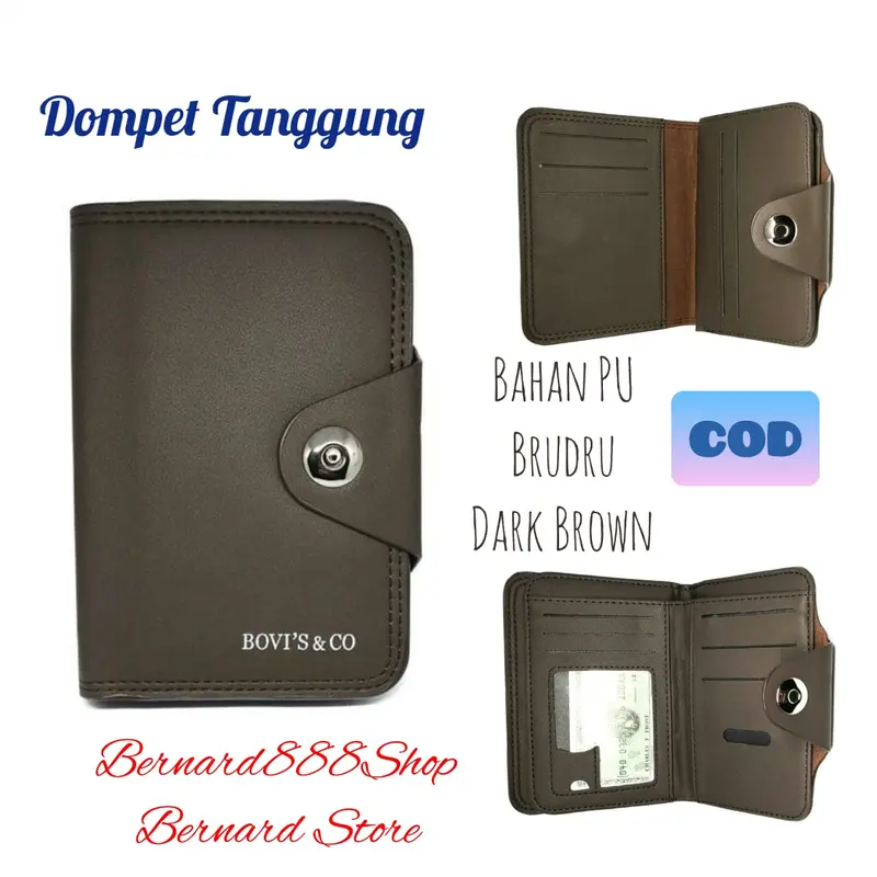 Dompet Pria Dompet Ukuran 3/4 Dompet Tanggung Kancing Magnit Dengan Pilihan Tiga Warna Kartu Kulit Uang 1