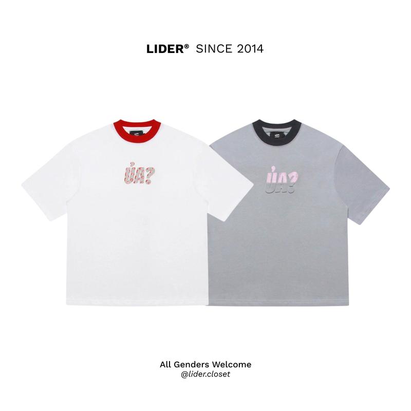 Áo Thun Unisex Crop/Boxy LIDER Phát Ra Tiếng Ủa Chất Cotton 2 Chiều 250GSM - Blue/ Polka Red/ Black Nam Menswear Navy Cổ Tròn