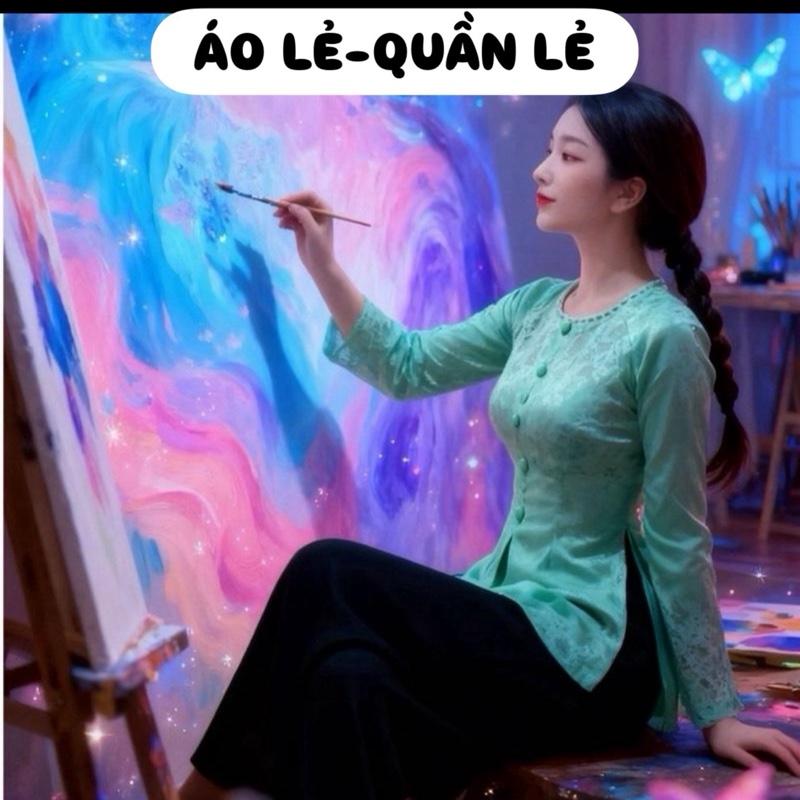 ÁO LẺ BÀ BA nữ gấm cổ ngọc tay ráp lăn dây khóa kéo sau lưng quần lụa satin mặc đi chùa đi lễ