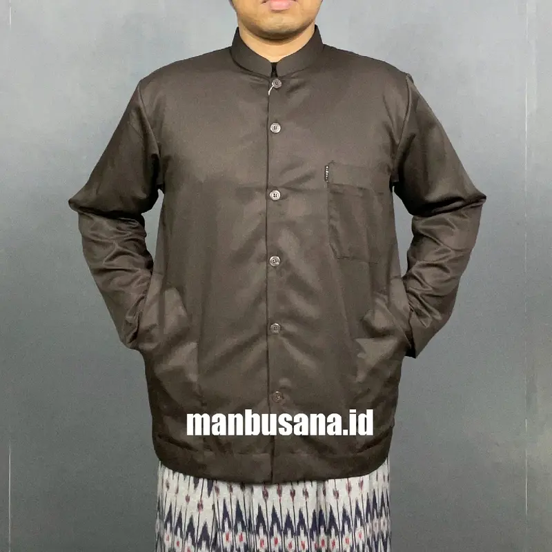 Baju Koko Almahi Saku Samping Bahan Toyobo Grade A Lengan Panjang Muslim Pria Dewasa Santri 7