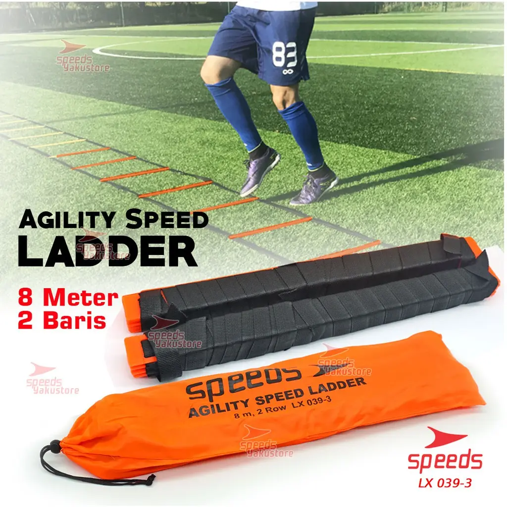 Termurah !! SPEEDS Agility Speed Ladder Drills training Tangga Kelincahan Ketangkasan 8m Latihan Atlit Tangkas 039-3