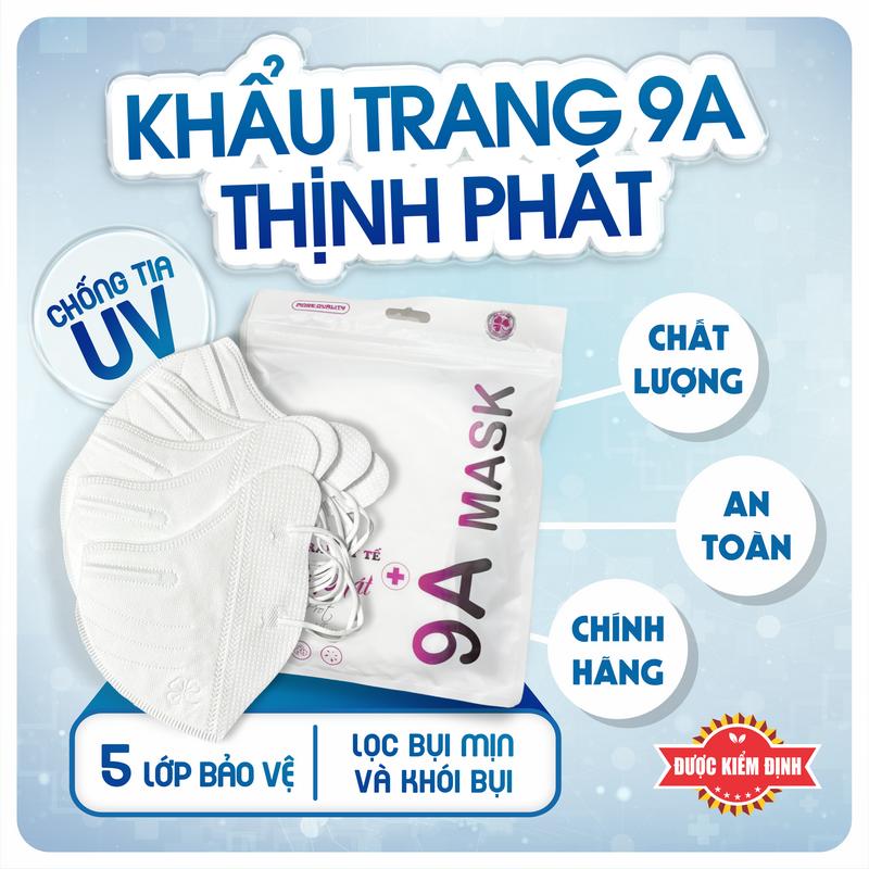 Thịnh Phát COMBO 100 Chiếc Khẩu Trang 9A 5 Lớp Chống Khuẩn bao kín mặt 40-88kg Chất Lượng Cao Kháng Khuẩn & Chống UV An Toàn Chính Hãng