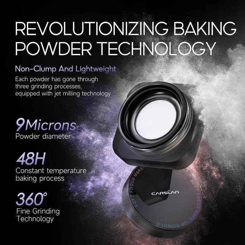 Product Introduction of CARSLAN Waterproof Loose Setting Powder with Puff, Matte, Oil Control, Shine Free, Talc-Free Face Powder Makeup, 24H Longwear Finishing Powder 8g Cosmetic 2