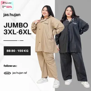 RAF Jas Hujan Jumbo Pria Wanita Dewasa Kain PVC Tebal Elastis Anti Air